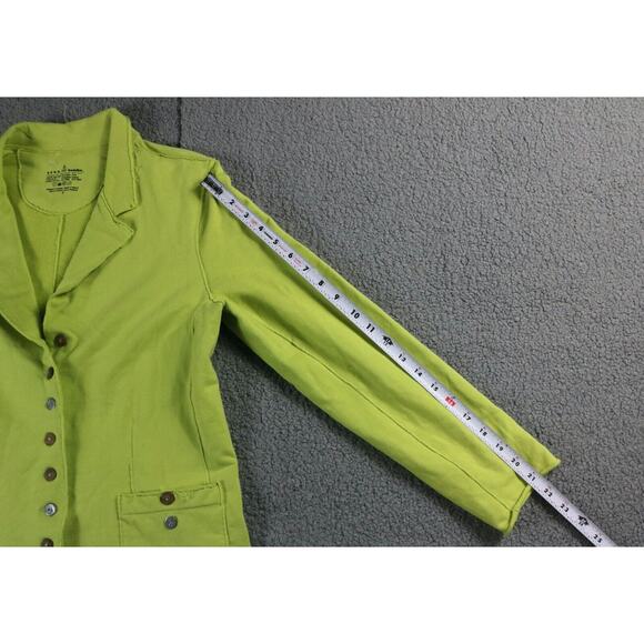 New Neon Buddha Jacket Womens Small Cotton Neon Green 2 Pockets Funky Buttons - Picture 8 of 9